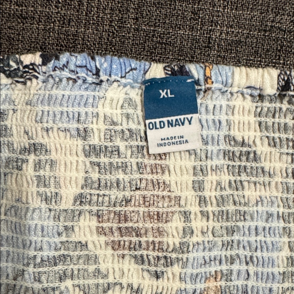 Old Navy Linen Blend Floral Halter Romper Blue Cottagecore Summer - Picture 4 of 5
